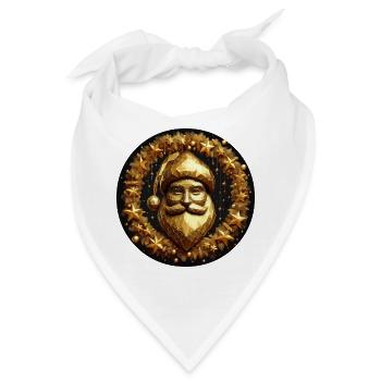 Weihnachtsmann in Gold mit Sternen - Bandana - Weiß - Vorne