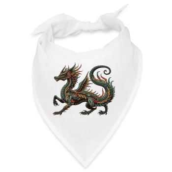 Farbdrache Ornament Tribal Stil - Bandana - Weiß - Vorne