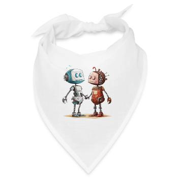 Verliebte Roboter Aus Einzelteilen Liebe Shirt - Bandana - Weiß - Vorne