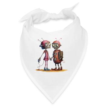 Verliebte Roboter Aus Einzelteilen Liebe Shirt - Bandana - Weiß - Vorne