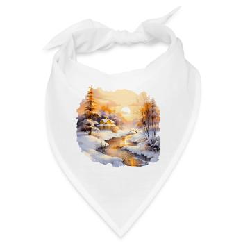 Aquarell Winterlandschaft - Bandana - Weiß - Vorne