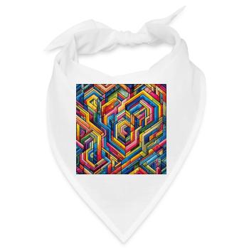 Buntes Labyrinth Geometrische Irrgarten Kunst - Bandana - Weiß - Vorne