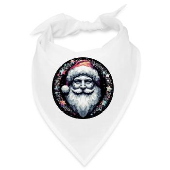 Weihnachtsmann Kopf in Kranz hell - Bandana - Weiß - Vorne