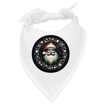Weihnachtsmann Kranz rund Sterne Kugeln rot grau - Bandana - Weiß - Vorne