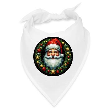 Weihnachtsmann Kopf Kranz bunt rot gold - Bandana - Weiß - Vorne