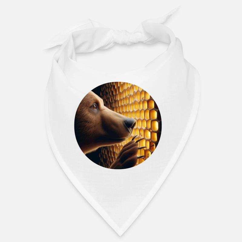 Ours brun regardant à travers un nid d’abeille Bandana