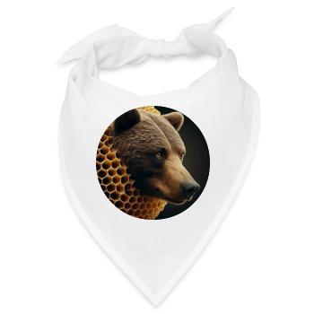 Braunbär in Bienen Wabe - Bandana - Weiß - Vorne