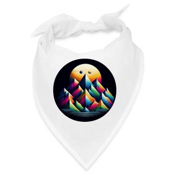 Bunte Berge vor goldenem Mond Nacht - Bandana - Weiß - Vorne