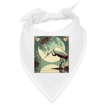 Storch am See bei Vollmond Art Deco Style - Bandana - Weiß - Vorne