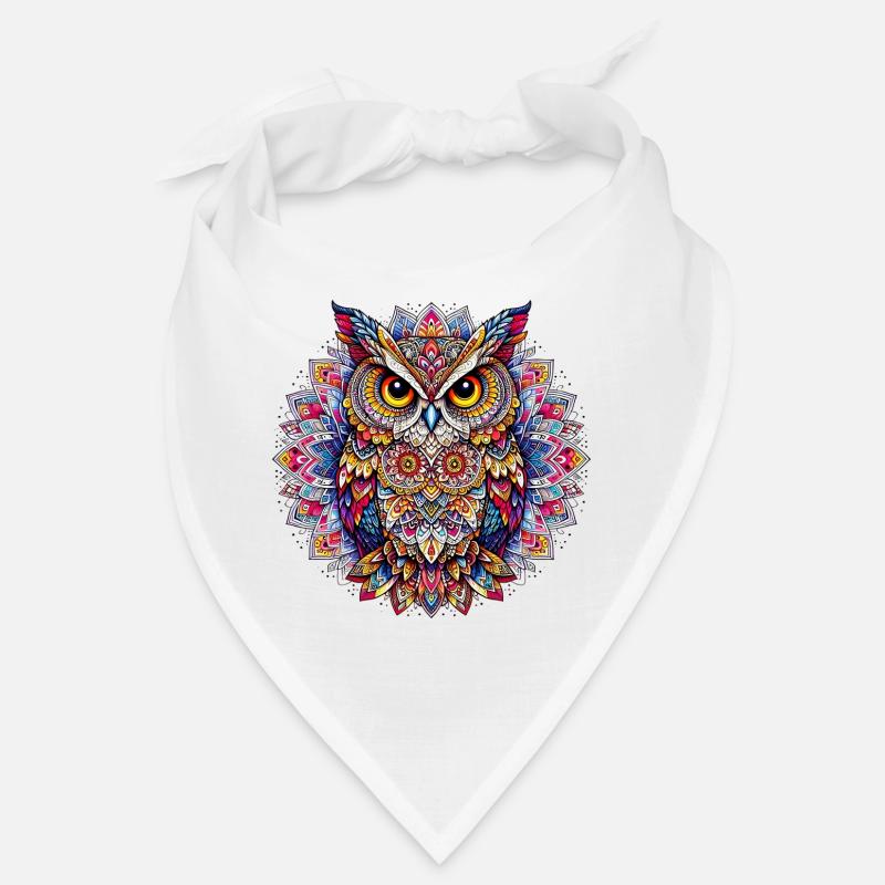 Eule mit Mandalas verziert Bandana