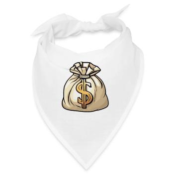 Geldsack / Scheine / Münzen / Zaster / Vermögen - Bandana - Weiß - Vorne