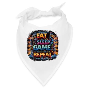 Eat Sleep Game Repeat Gamer Mantra - Bandana - Weiß - Vorne