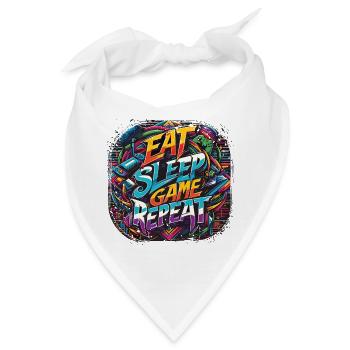 Eat Sleep Game Repeat Street Art Gamer Mantra - Bandana - Weiß - Vorne