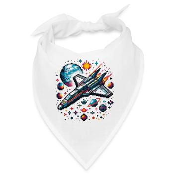 RAUMSCHIFF RETRO JET PIXEL PLANET WELTALL GALAXIS - Bandana - Weiß - Vorne