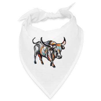 Stier / Bulle / Tier / Hörner / Stierkampf - Bandana - Weiß - Vorne