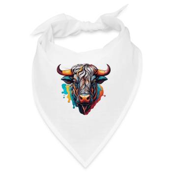 Stier / Bulle / Tier / Hörner / Stierkampf - Bandana - Weiß - Vorne