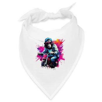 Lustig Affe mit Motorrad Schimpanse Affen - Bandana - Weiß - Vorne