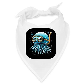 Krake mit Taucherbrille Comic - Bandana - Weiß - Vorne