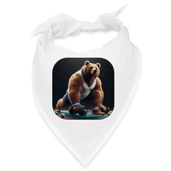 Bär mit Hanteln Fitness Sport - Bandana - Weiß - Vorne