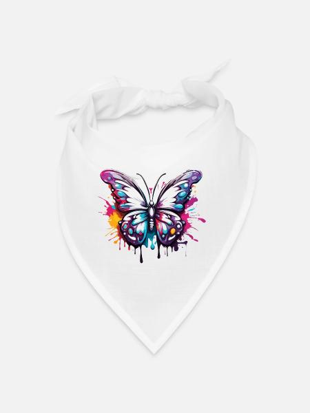 Schmetterling / Tier / Insekt / fliegen / Sommer - Bandana - Weiß - Vorne