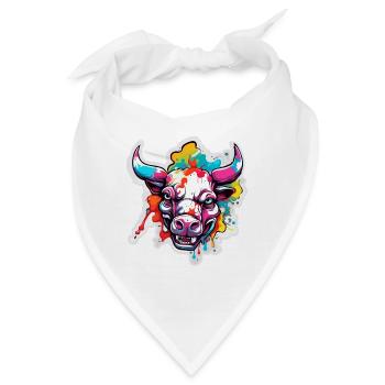 Stier / Bulle / Tier / Hörner / Stierkampf - Bandana - Weiß - Vorne