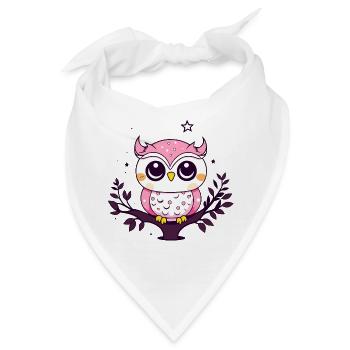 Süße Eule in Pink - Bandana - Weiß - Vorne