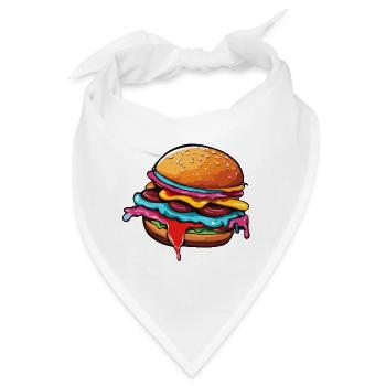 Burger / Fastfood / Essen / Brötchen / Rindfleisch - Bandana - Weiß - Vorne