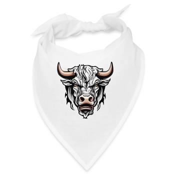 Stier / Bulle / Tier / Hörner / Stierkampf - Bandana - Weiß - Vorne