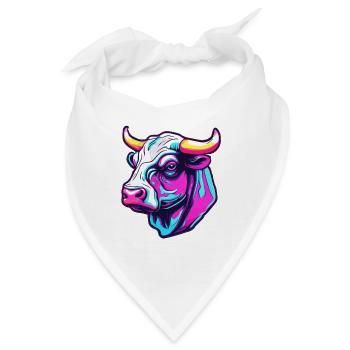 Stier / Bulle / Tier / Hörner / Stierkampf - Bandana - Weiß - Vorne