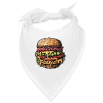 Burger / Fastfood / Essen / Brötchen / Rindfleisch - Bandana - Weiß - Vorne