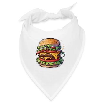 Burger / Fastfood / Essen / Brötchen / Rindfleisch - Bandana - Weiß - Vorne