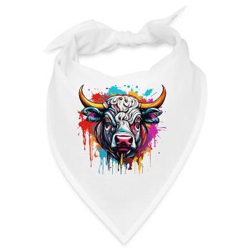 Stier / Bulle / Tier / Hörner / Stierkampf - Bandana - Weiß - Vorne