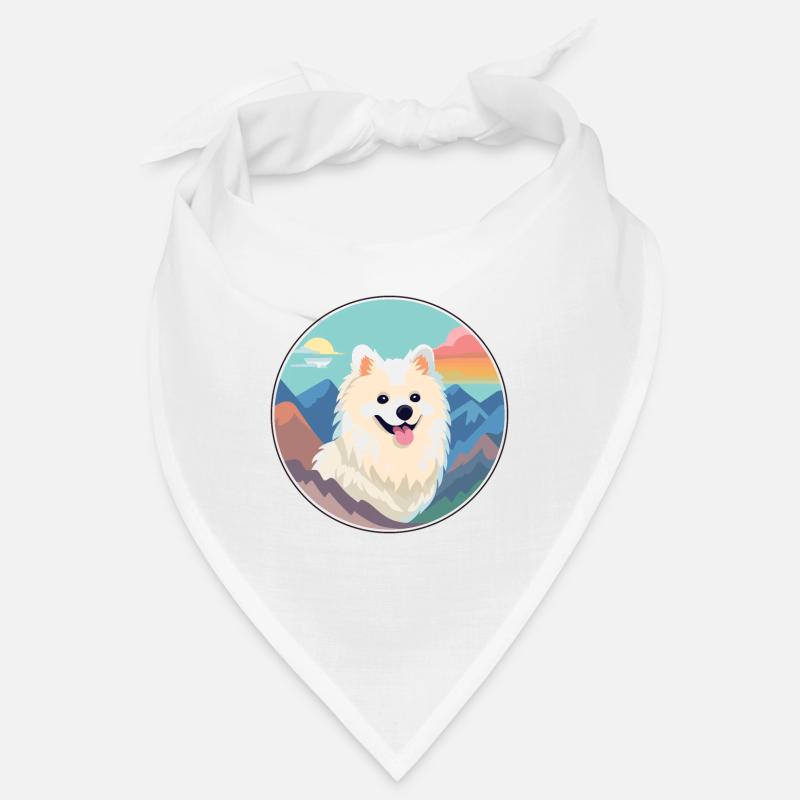 Indischer Spitz Hunderasse Cartoon Kawaii Aquarell Bandana