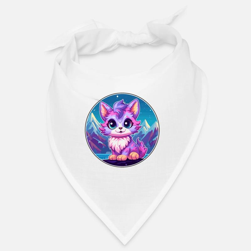 Pixie Cat Bunte Karikatur Aquarell Illustration Bandana