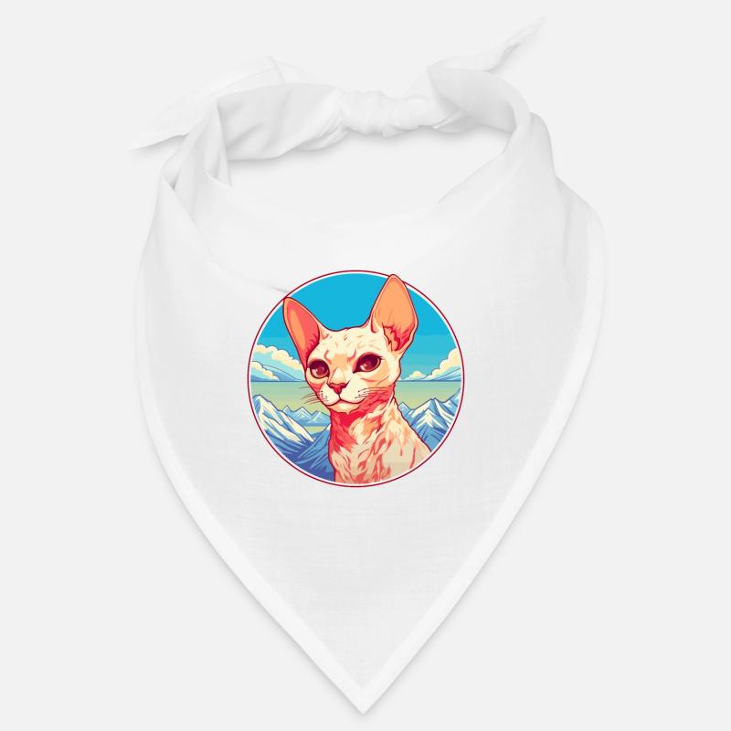 Rote Devon Rex Katze Bunte Karikatur Aquarell Illu Bandana