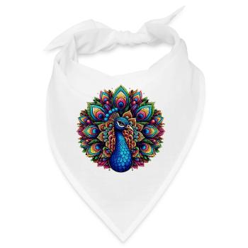 Pfau mit Mandalas verziert - Bandana - Weiß - Vorne