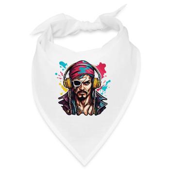 Pirat / Ahoi / Anker / Kapitän / Totenkopf / Rum - Bandana - Weiß - Vorne