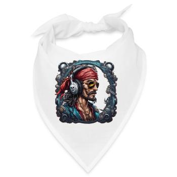Pirat / Ahoi / Anker / Kapitän / Totenkopf / Rum - Bandana - Weiß - Vorne