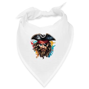 Pirat / Ahoi / Anker / Kapitän / Totenkopf / Rum - Bandana - Weiß - Vorne