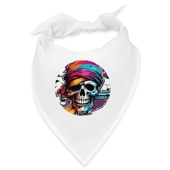 Pirat / Ahoi / Anker / Kapitän / Totenkopf / Rum - Bandana - Weiß - Vorne