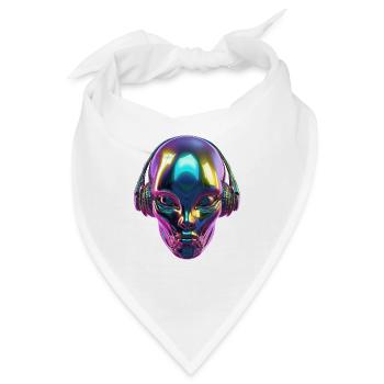 Chromatischer Alien-Kopf mit Kopfhörern - Bandana - Weiß - Vorne
