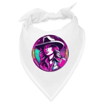 Cow Girl / Wilde Westen / Wüste / Lasso / Rodeo - Bandana - Weiß - Vorne