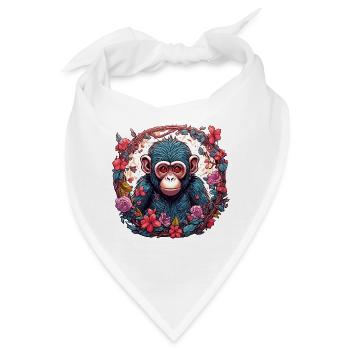 Affe / Tier / Zoo / Schimpanse / Wild / Comic - Bandana - Weiß - Vorne