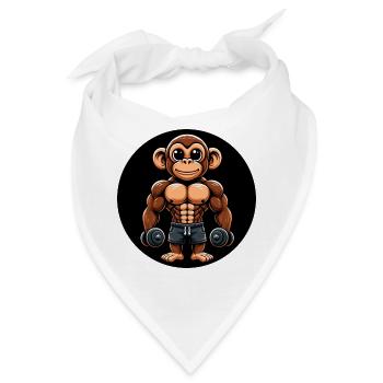 Affe Chimpanse Bodybuilder Training - Bandana - Weiß - Vorne