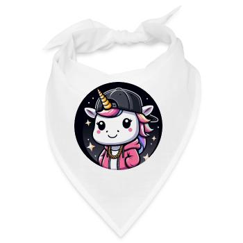 Einhorn Tier Rapper Mädchen Comic Cartoon - Bandana - Weiß - Vorne