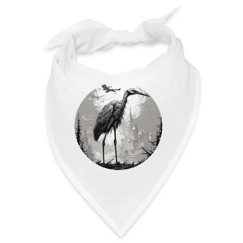 Kranich / Vogel / fliegen / Zugvogel /Tier / Zoo - Bandana - Weiß - Vorne