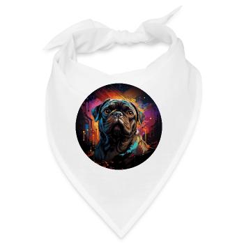 Mops farbenfroh - Bandana - Weiß - Vorne