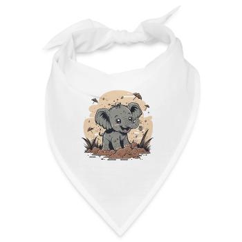 Verspielter Elefant - Bandana - Weiß - Vorne