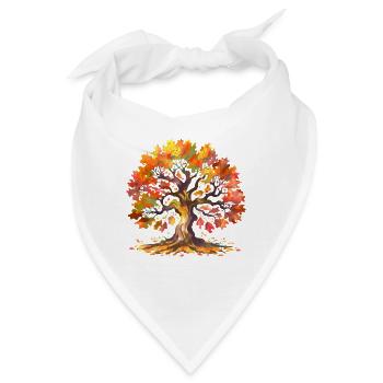 Eiche mit Herbstlaub Aquarell - Bandana - Weiß - Vorne