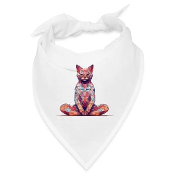 Yoga Shirt / Katze Lotussitz Illustration - Bandana - Weiß - Vorne